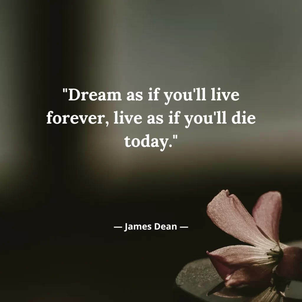 Dream as if you'll live forever, live as if you'll die today