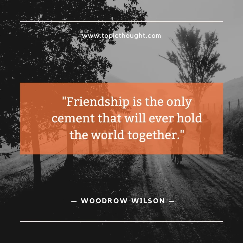 Friendship is the only cement that will ever hold the world together