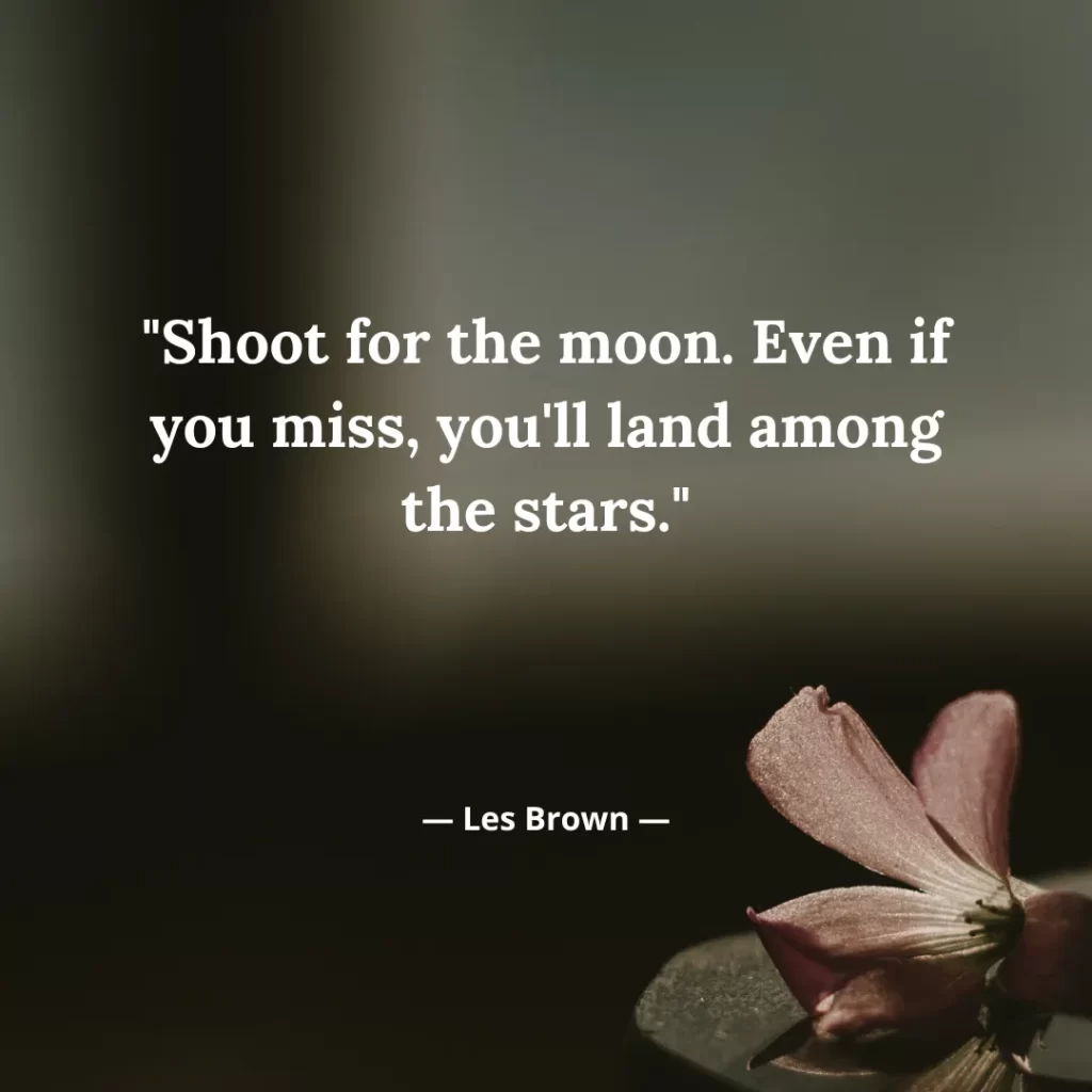 Shoot for the moon. Even if you miss, you'll land among the stars