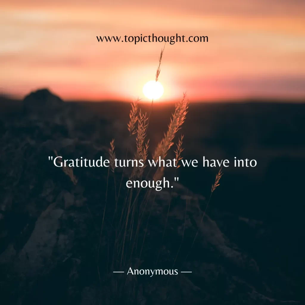 Gratitude turns what we have into enough