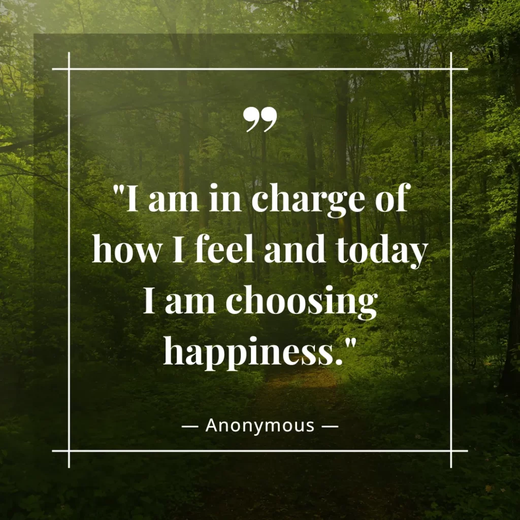 I am in charge of how I feel and today I am choosing happiness