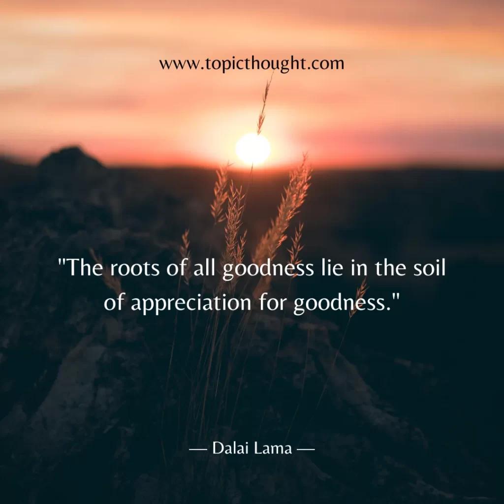 The roots of all goodness lie in the soil of appreciation for goodness